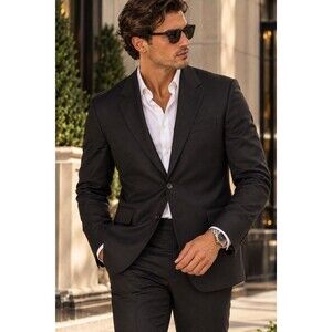 J Crew Crosby Suit Blazer Mens 44R Black Italian Wool Loro Piana Classic BM161